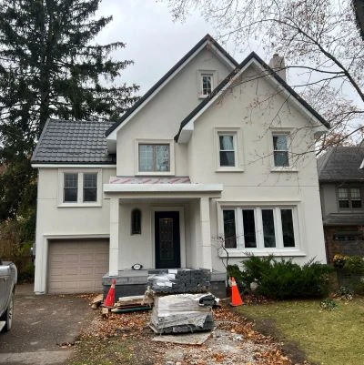 Stucco interior and exterior finish on a Toronto home.