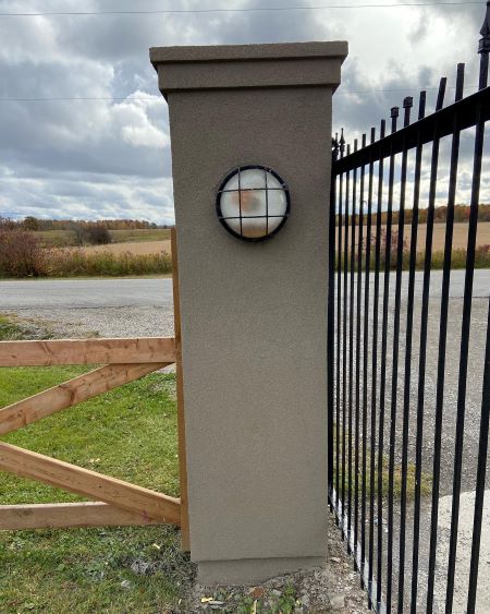 A repaired and smooth stucco wall.